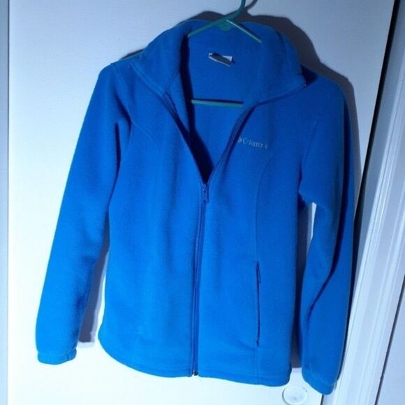 Columbia blue fleece jacket s zipper front fall winter classic athleisure top - Picture 1 of 7